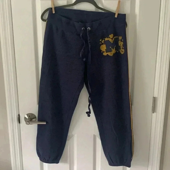 Victoria’s Secret pink navy blue Michigan Wolverines sweatsuit set size small - Picture 2 of 16